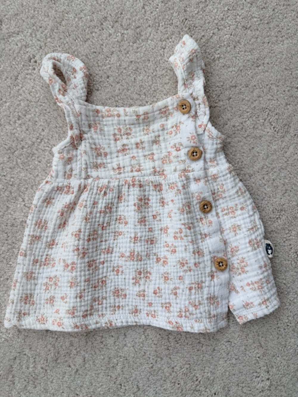 Rabbit + Bear Cream Floral Button-Front Romper Dress with Bloomers - Picture 4 of 9